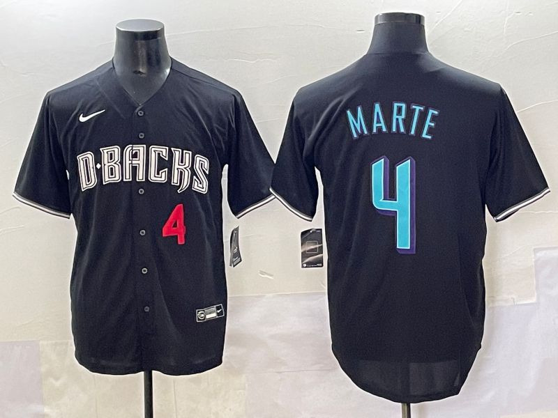 Men Arizona Diamondback #4 Marte Black Joint Name 2025 Nike MLB Jersey style 33